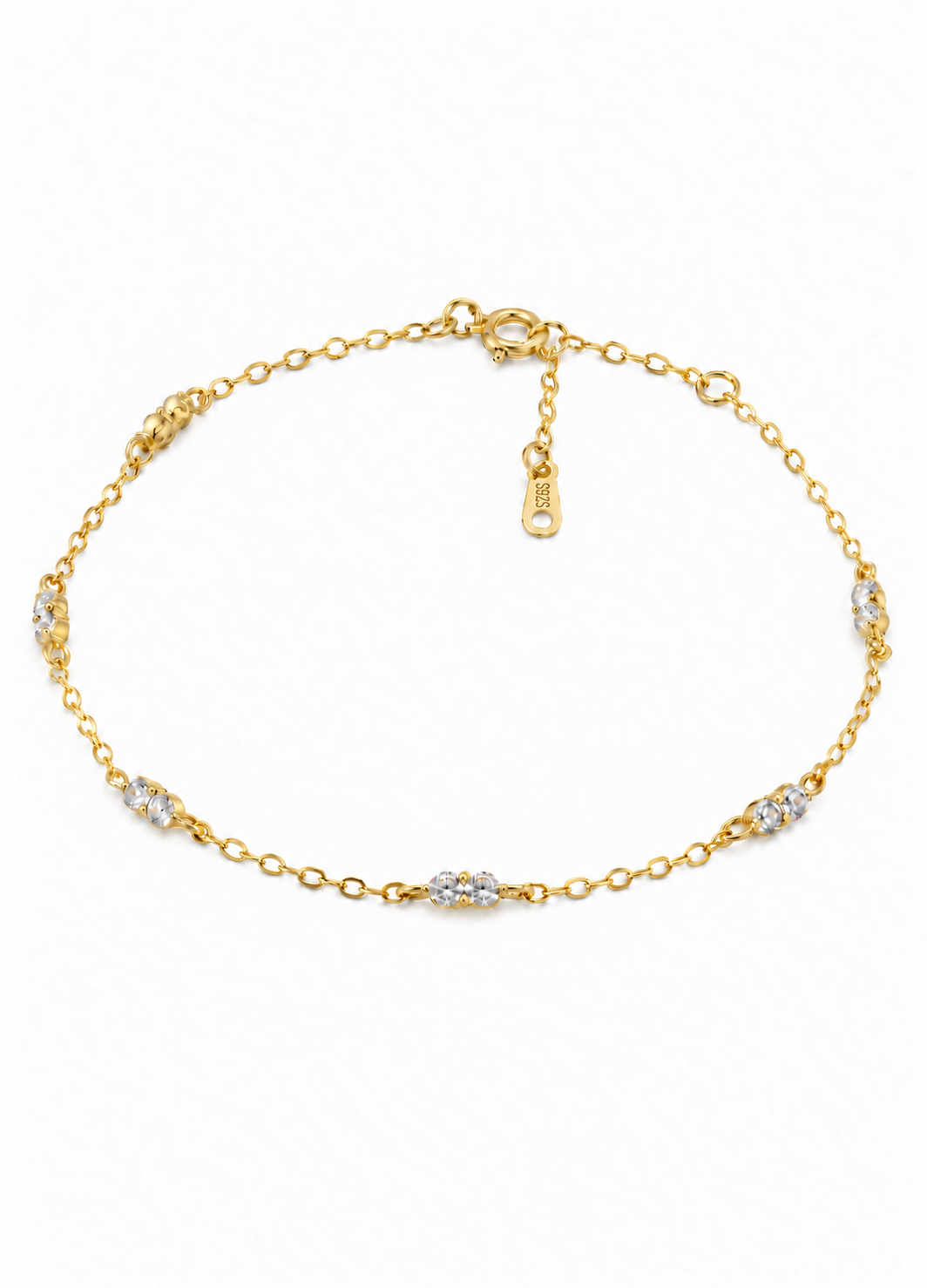 Gold Plated Clear Crystal Station Bracelet