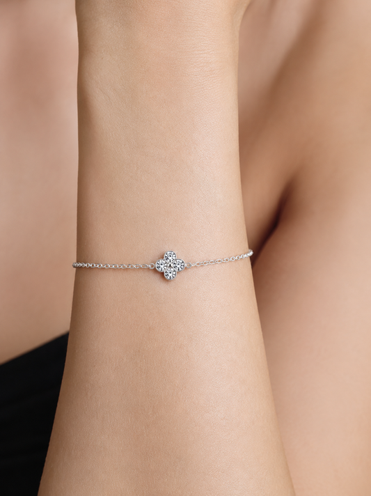 Silver Round Flower Bracelet