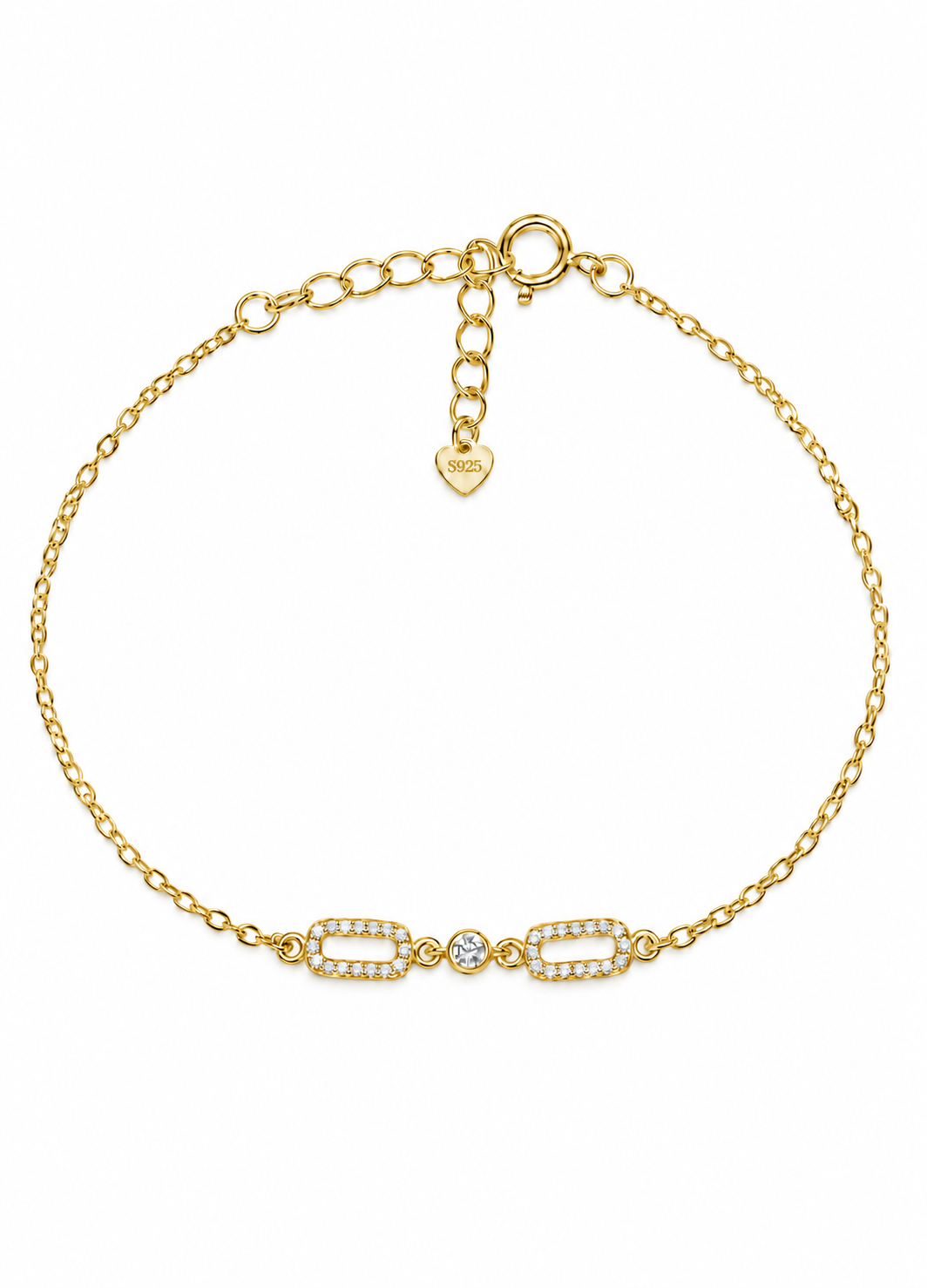 Gold Plated Pavé Double Link Bracelet
