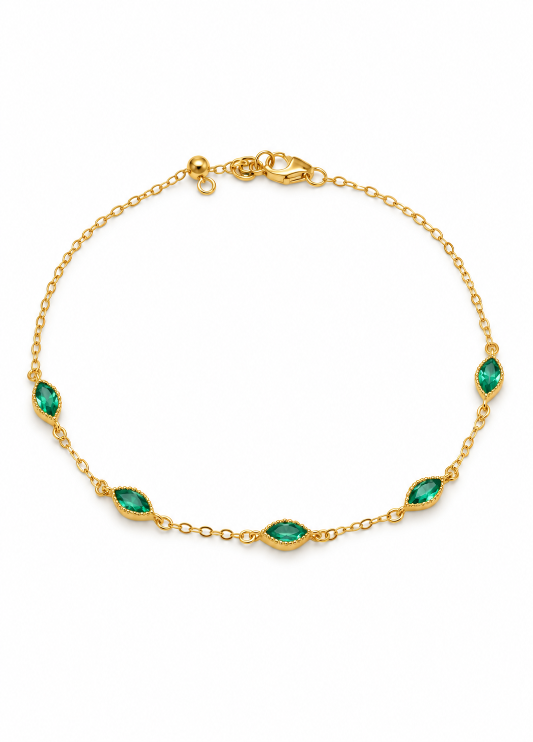 Gold Plated Scattered Emerald Green Crystal Bracelet