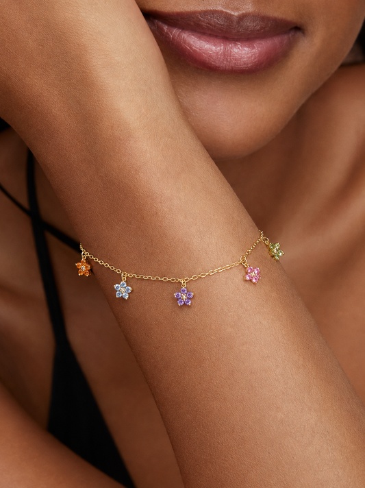 Rainbow Crystal Flower Bracelet