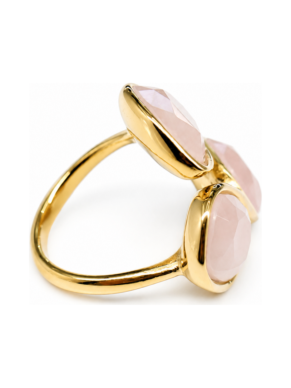 blush pink crystal trio ring back view