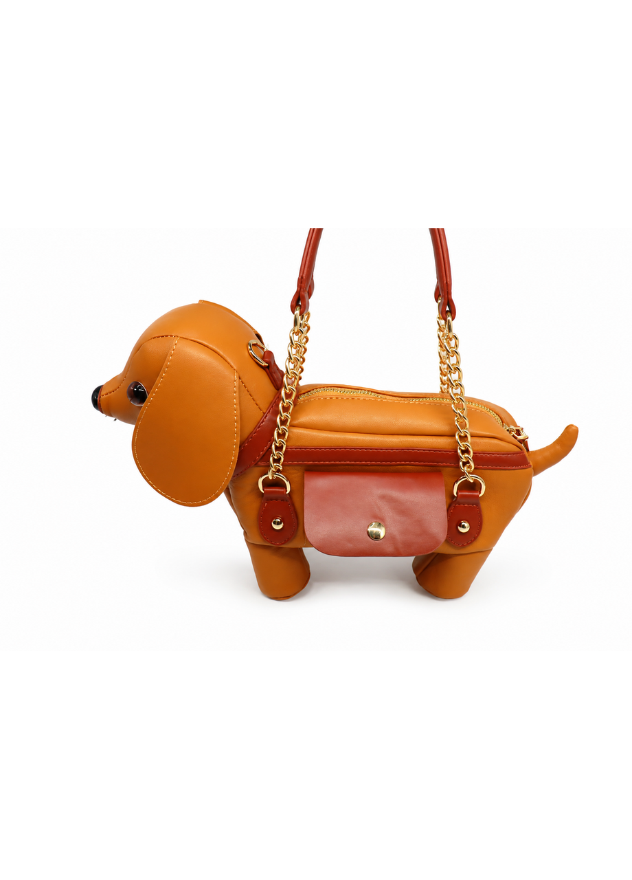 brown sausage dog bag detail 2 view