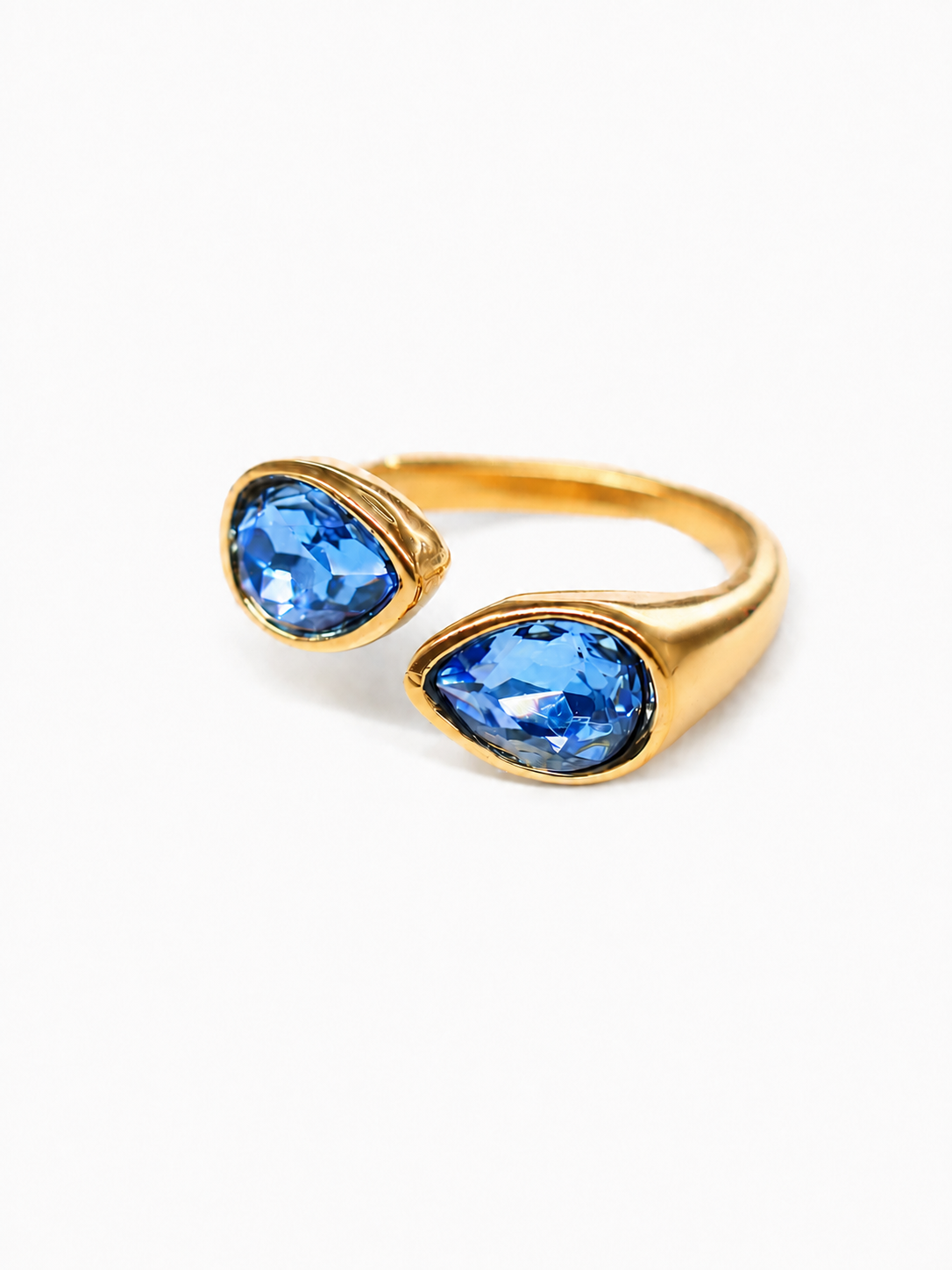 ocean blue teardrop bypass ring bottom view