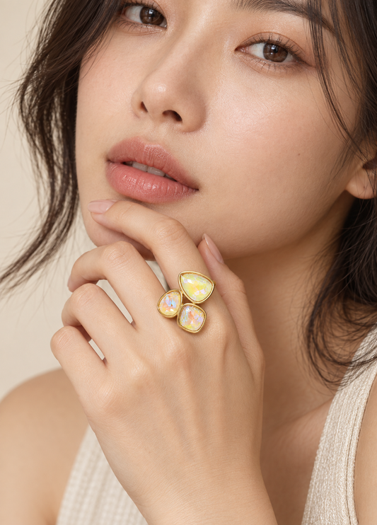 opal trio ring on hand