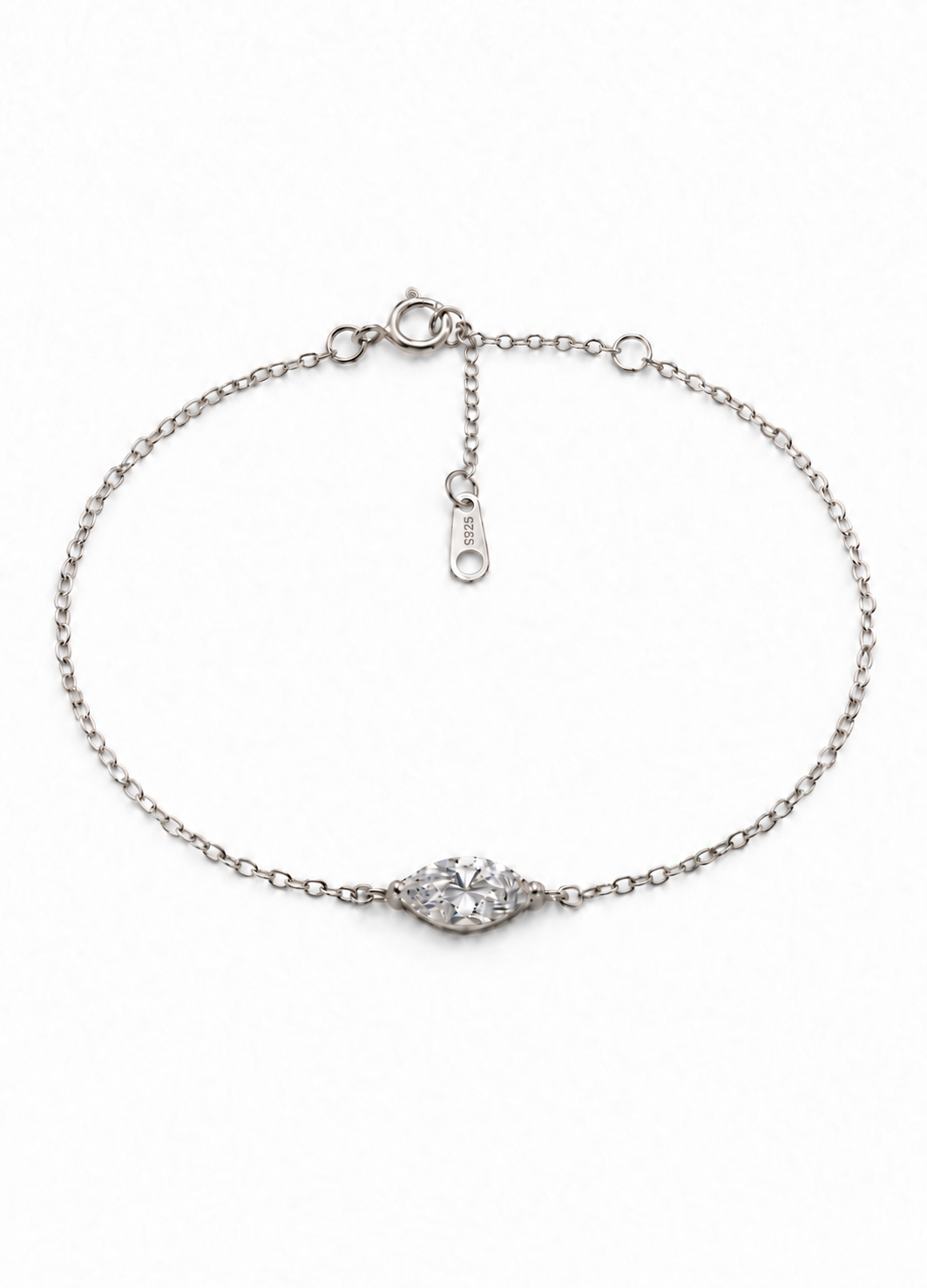 Sterling Silver Marquise Halo Crystal Bracelet