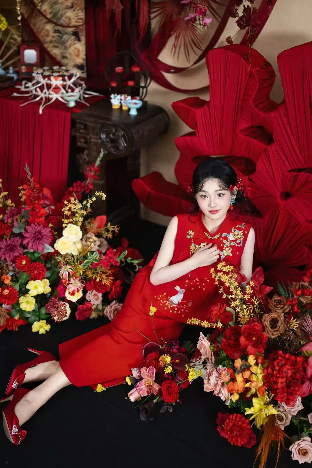 Red Silk Qipao Two-Piece Wedding Set – Jin Gui Man Tang