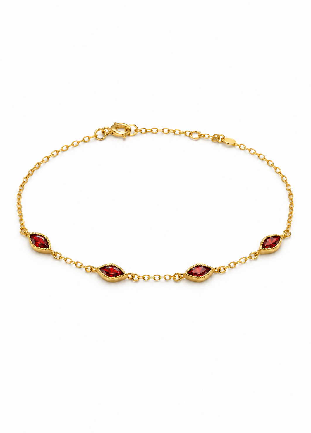 Gold Plated Ruby Red Marquise Crystal Bracelet