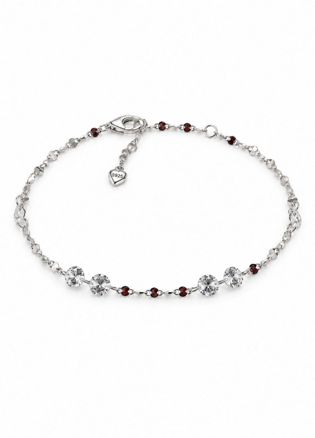 Sterling Silver Crystal & Bead Station Bracelet