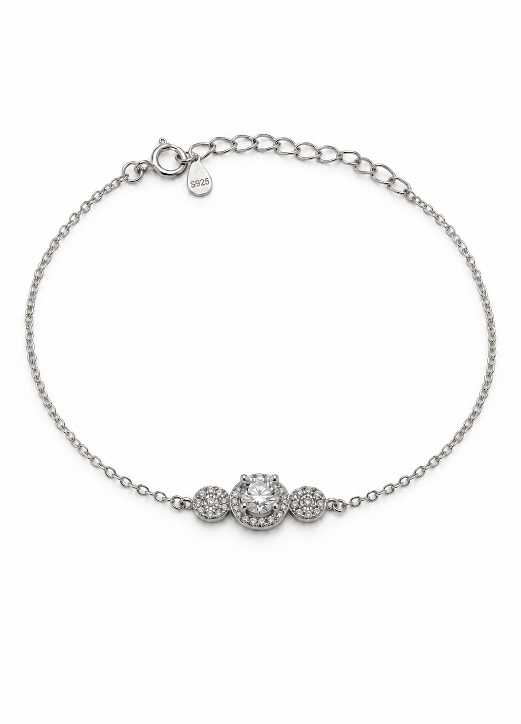 Sterling Silver Halo Crystal Trio Bracelet