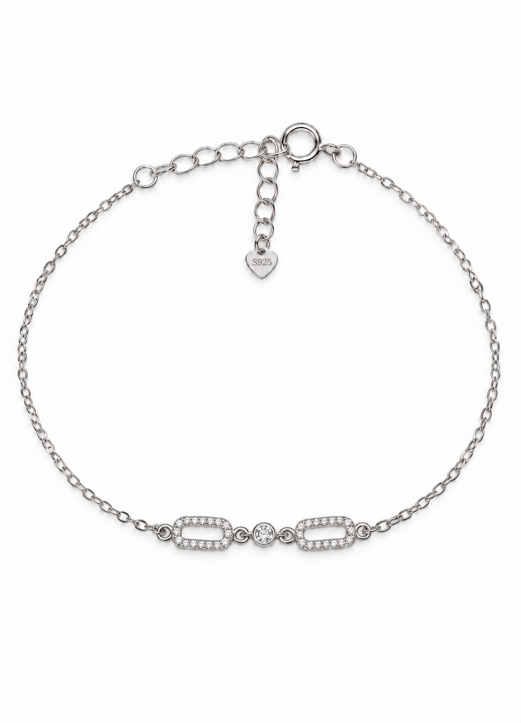 Sterling Silver Pavé Double Link Bracelet