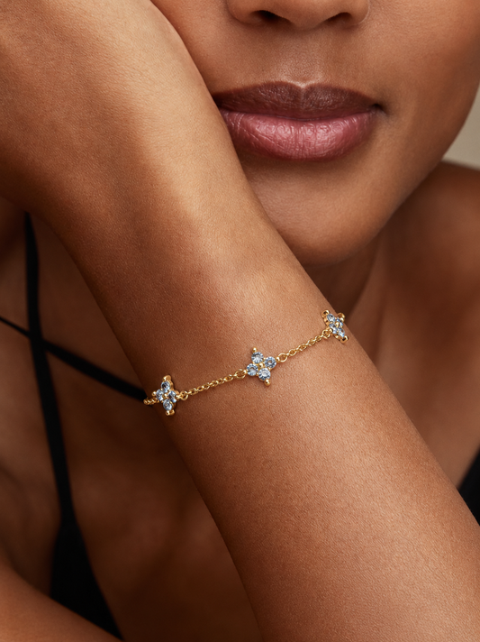 Blue Crystal Floral Bracelet