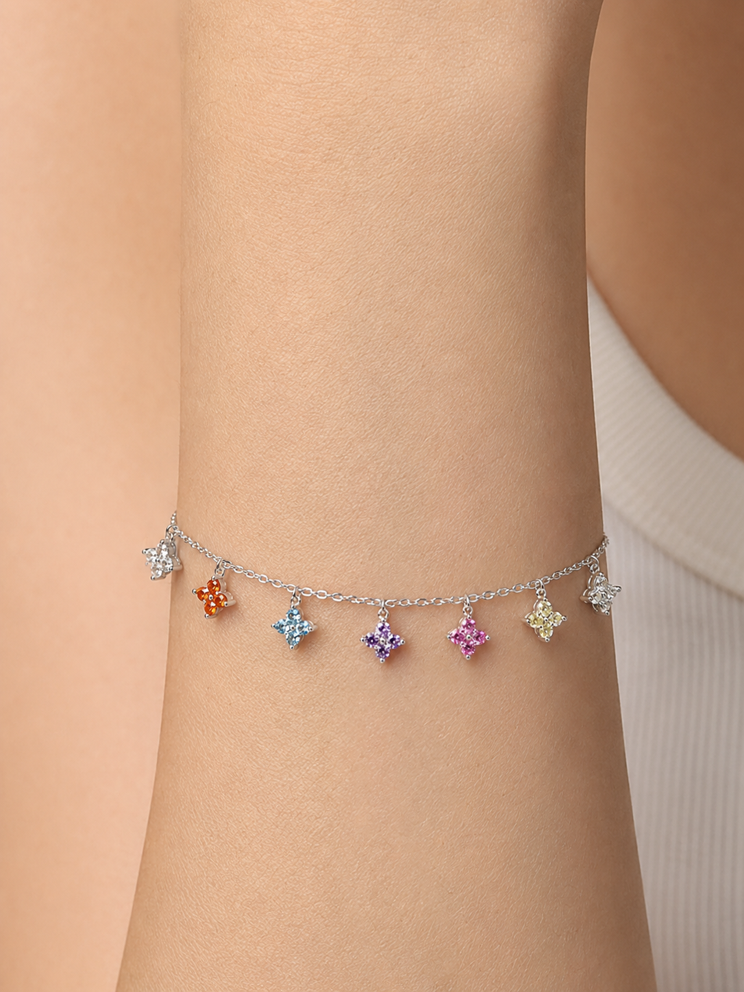 Floral Crystal Baguette Bracelet