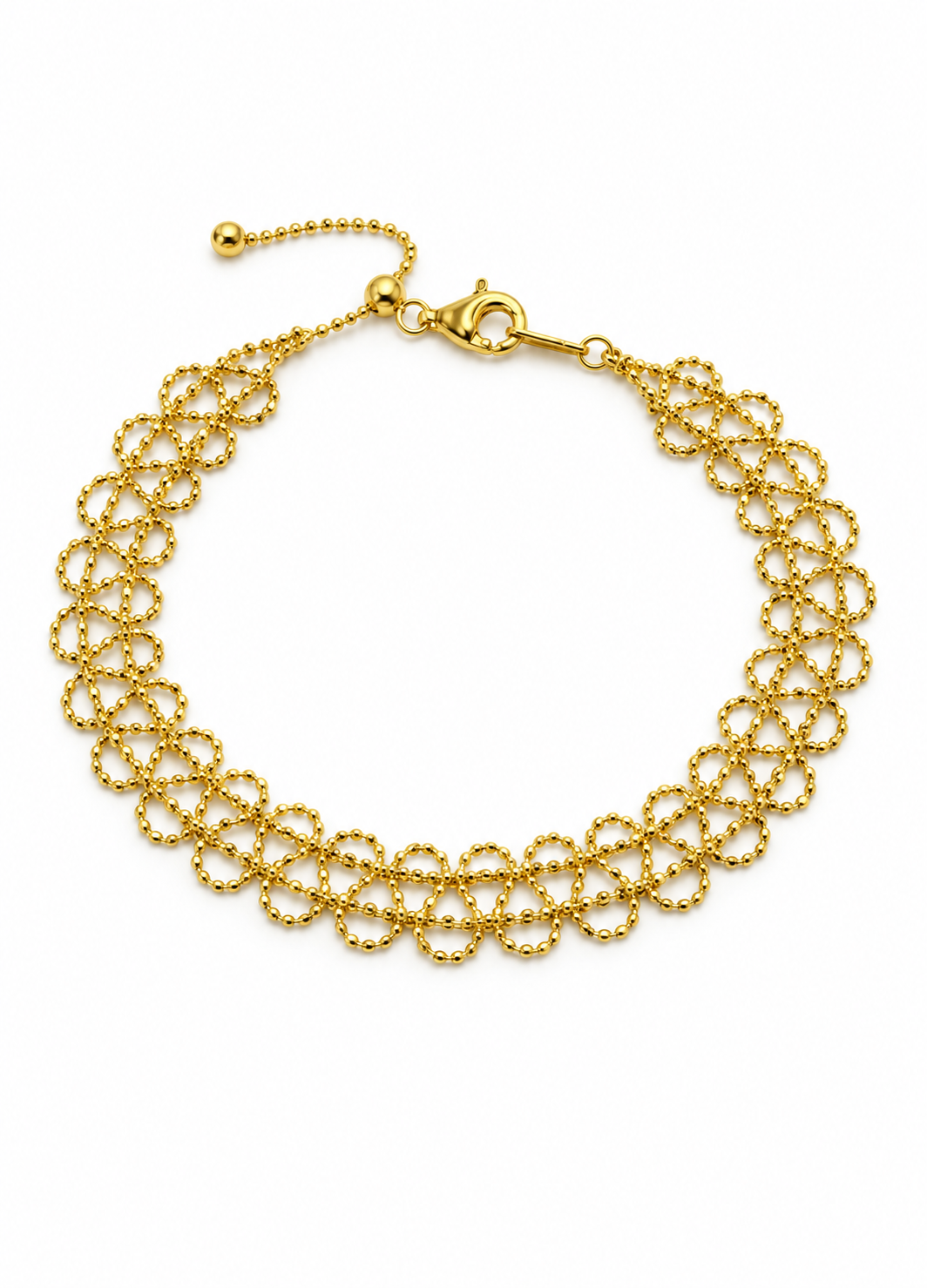 Gold Plated Double Layered Lace Chain Bracelet