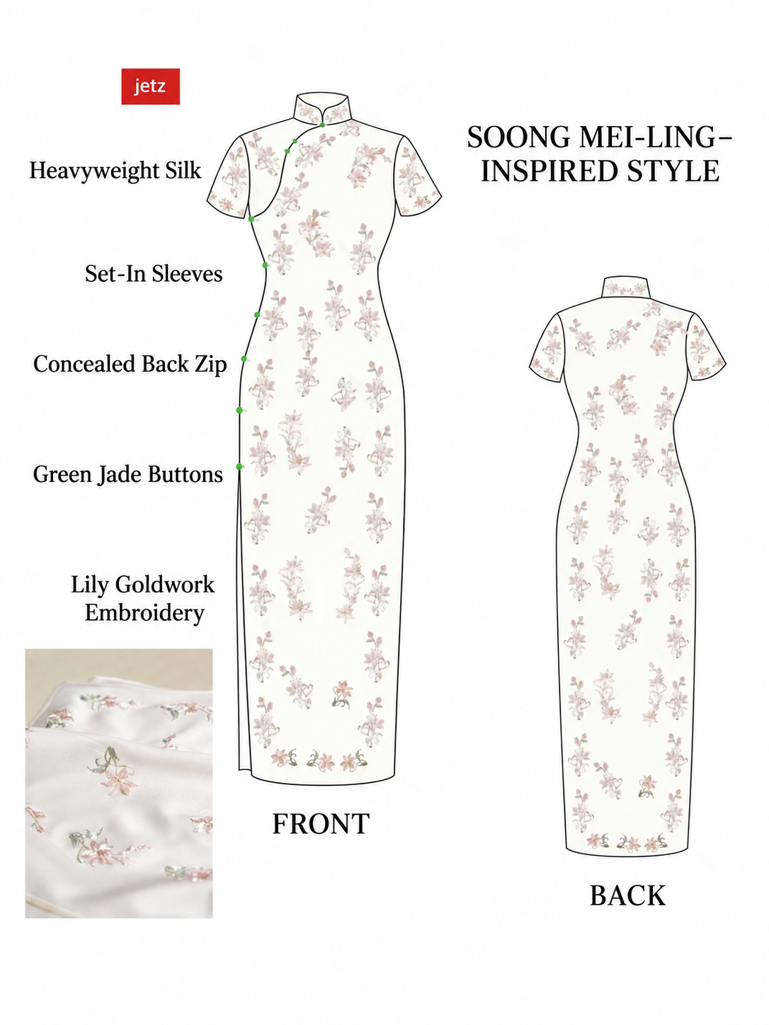 Ivory Silk Wedding Qipao with Silver Embroidery – Baishi Hexin