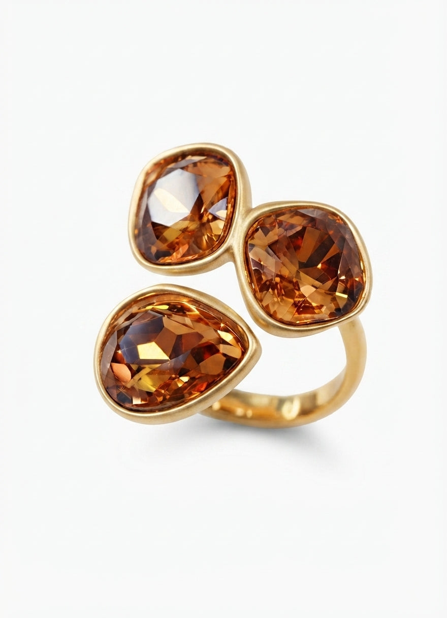 amber crystal trio ring main view