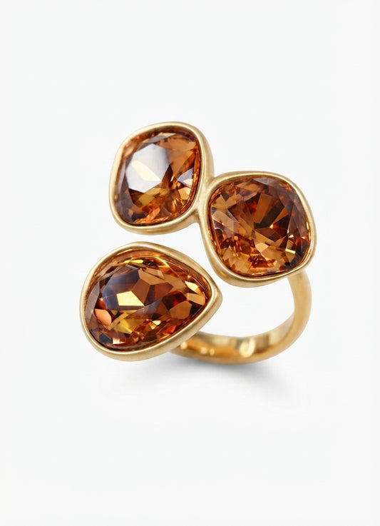 amber crystal trio ring main view