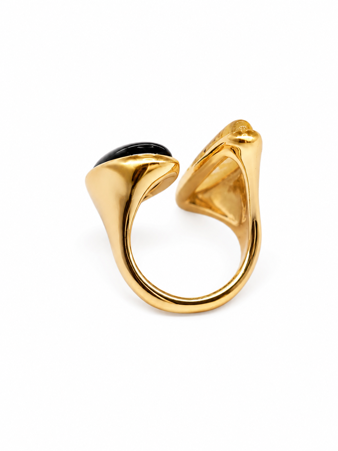 black stone sculptural ring back view