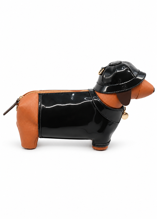 black sausage dog bag side view