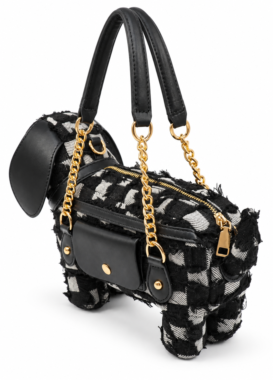 black denim sausage dog bag side 2 view
