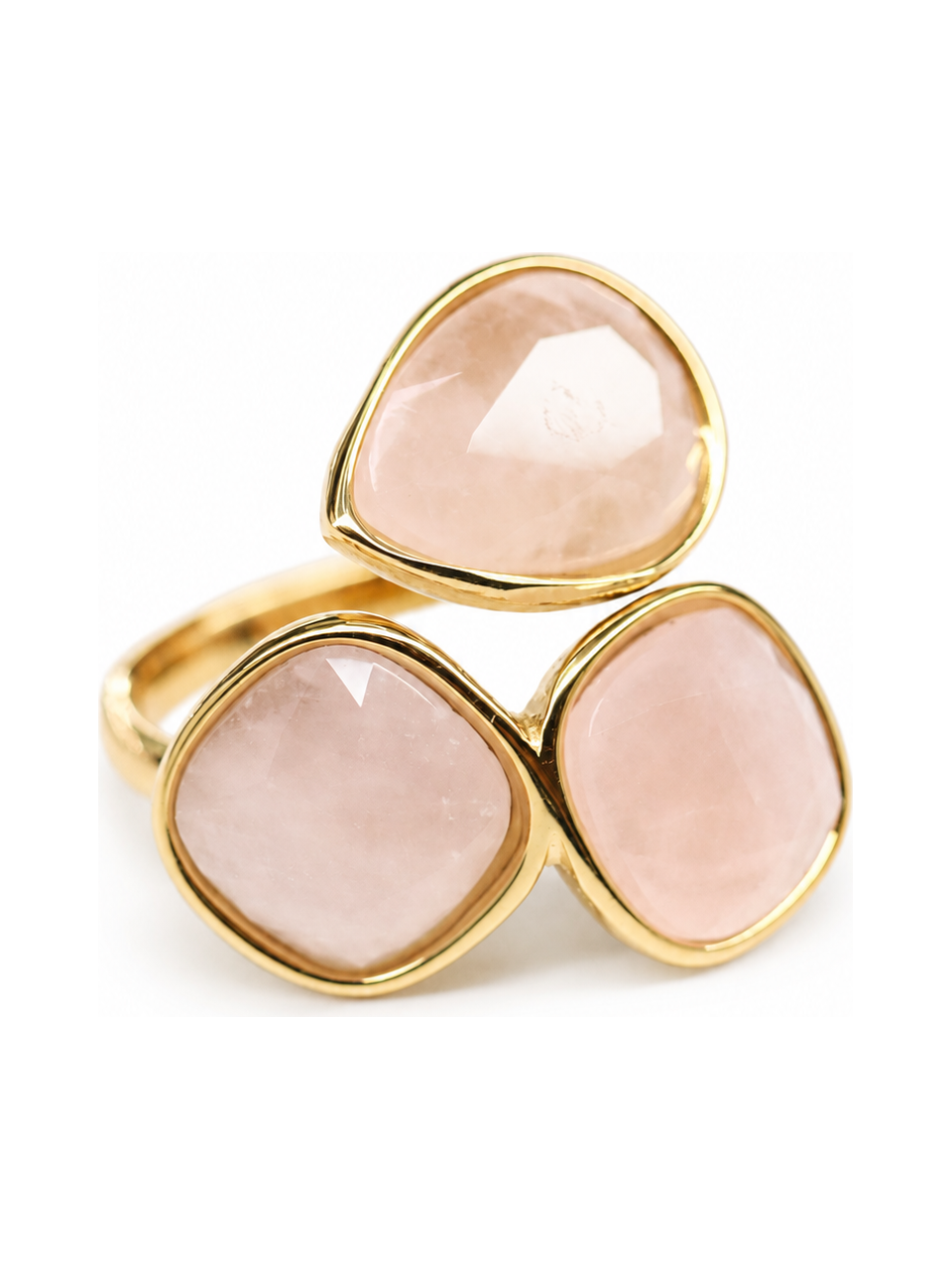 blush pink crystal trio ring bottom view
