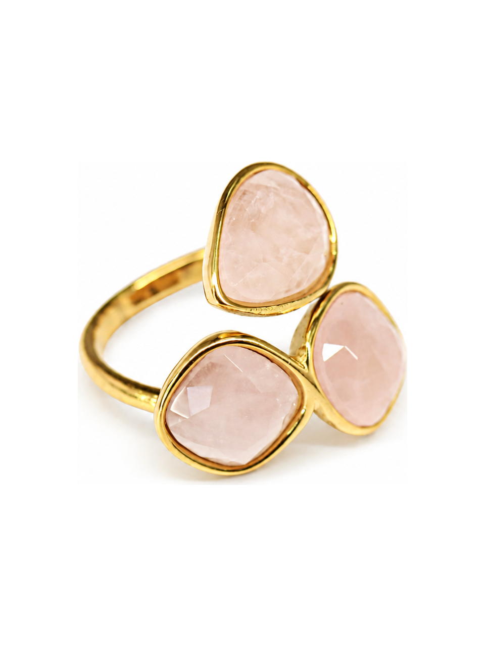 blush pink crystal trio ring bottom view 2