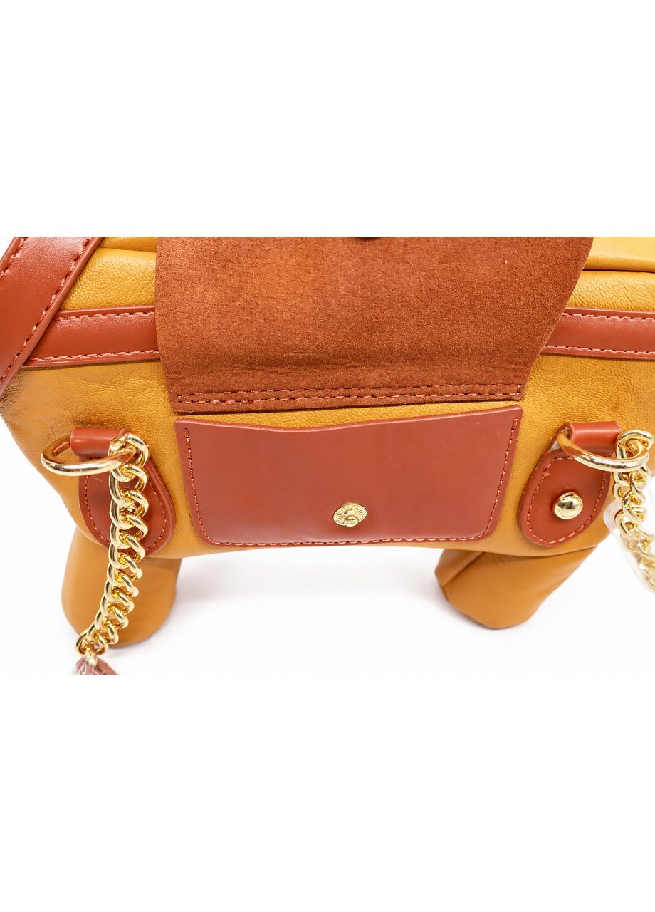 brown sausage dog bag detail view