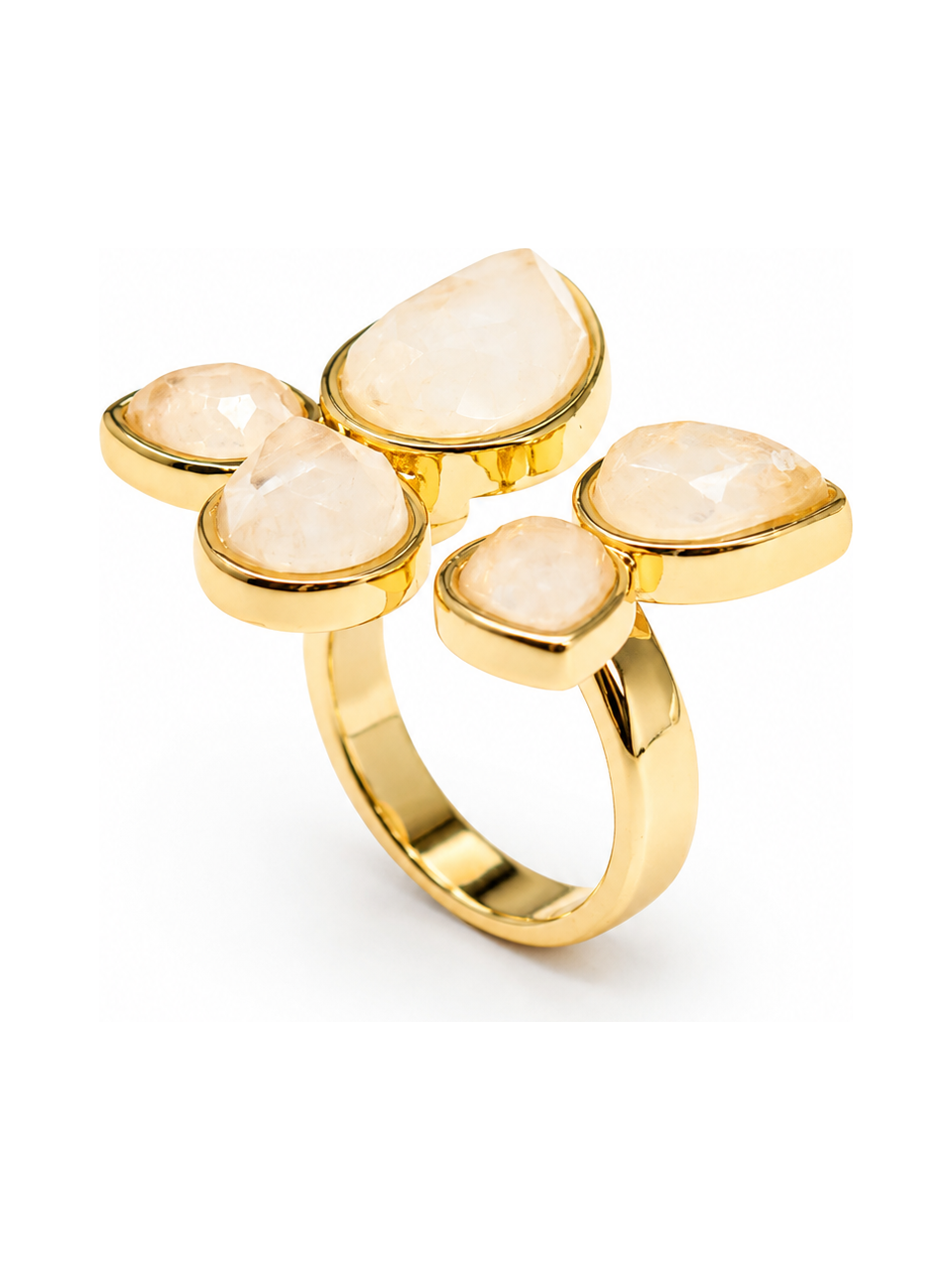 sculptural gold butterfly ring front view