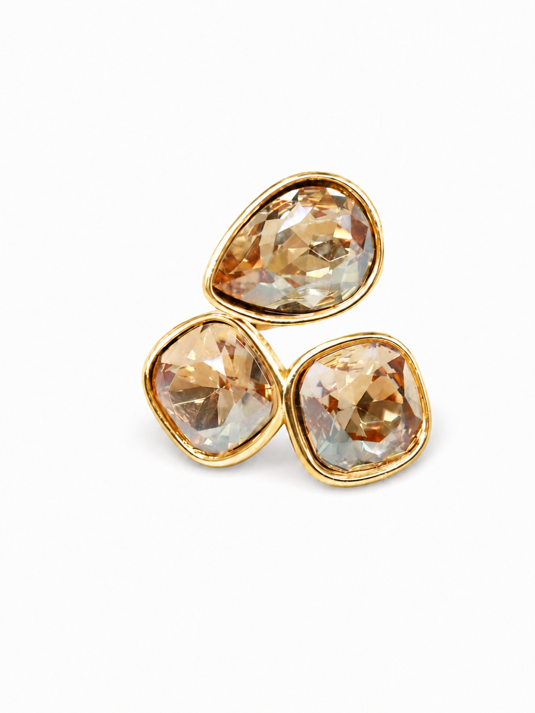 champagne crystal trio ring bottom view