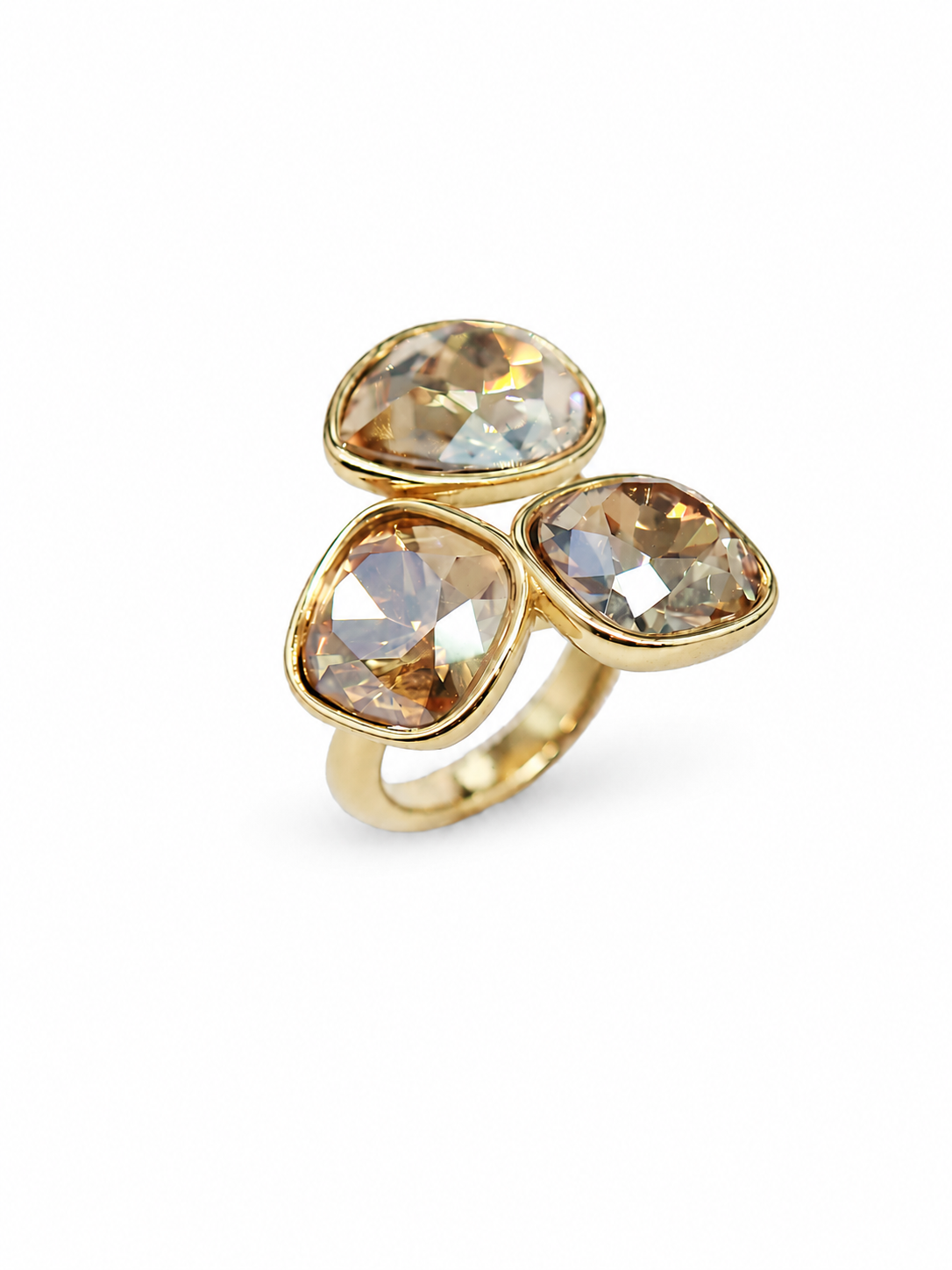 champagne crystal trio ring side view
