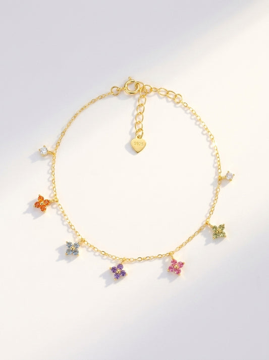 Rainbow Crystal Flower Bracelet