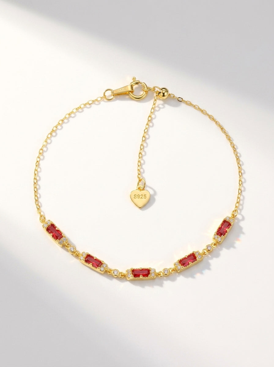 Ruby Red Baguette Bracelet