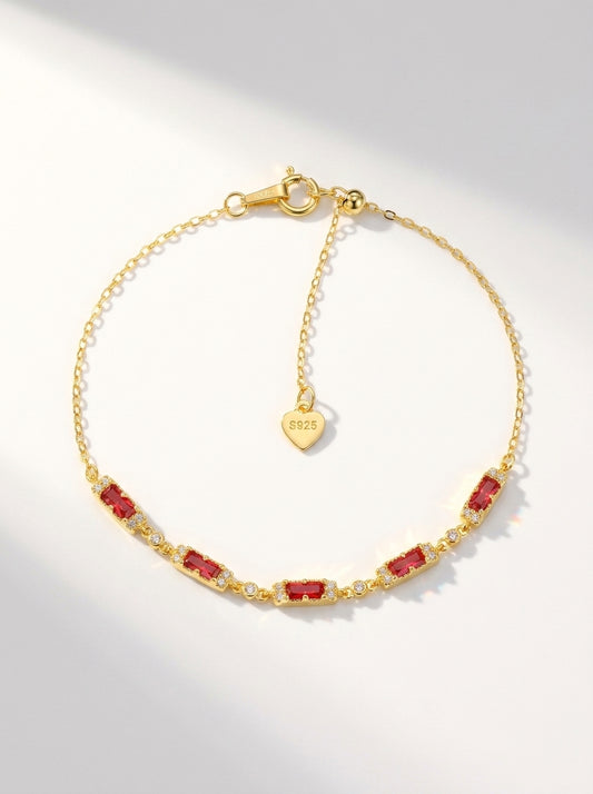 Ruby Red Baguette Bracelet