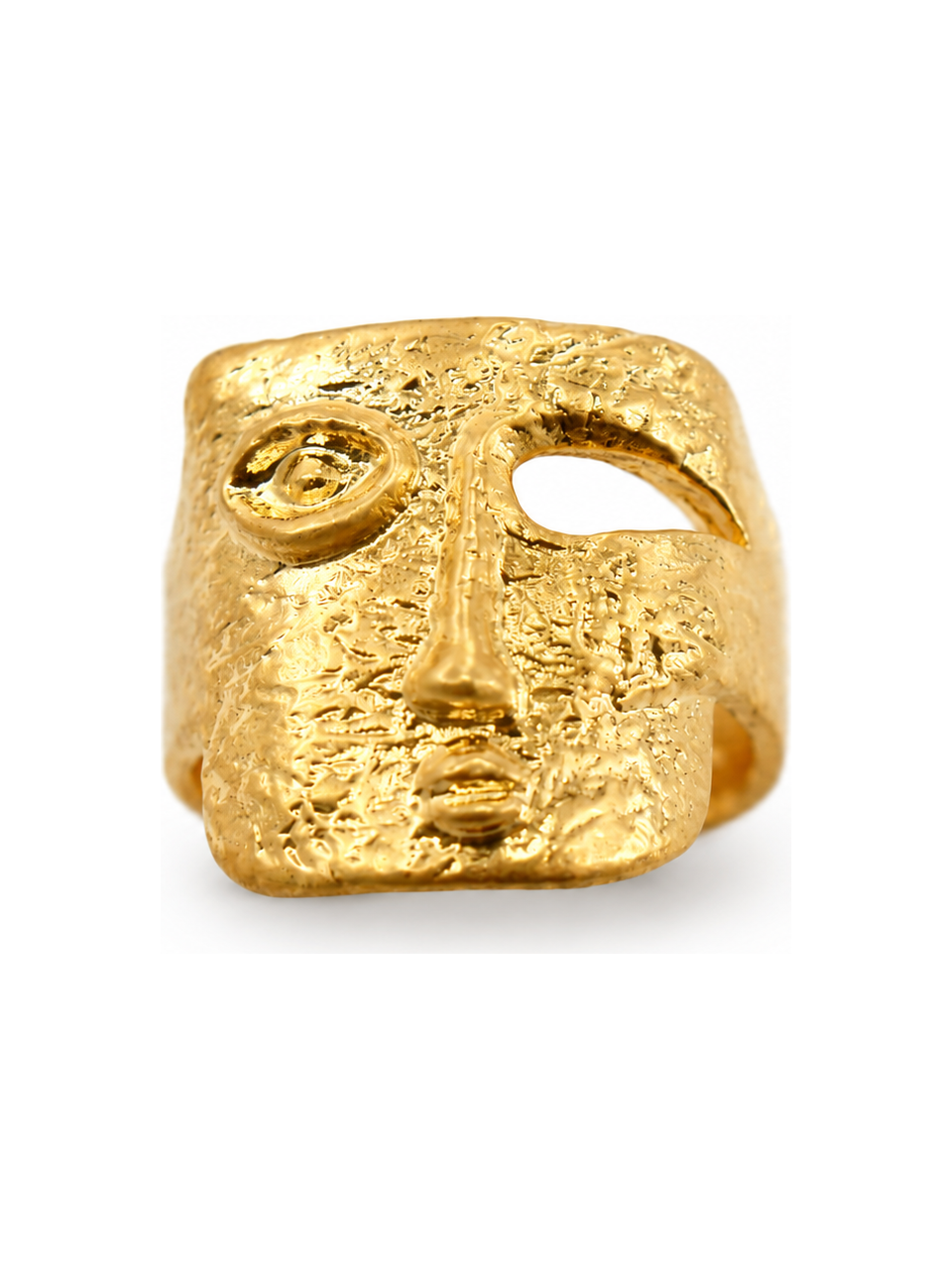 hammered gold statement ring front view