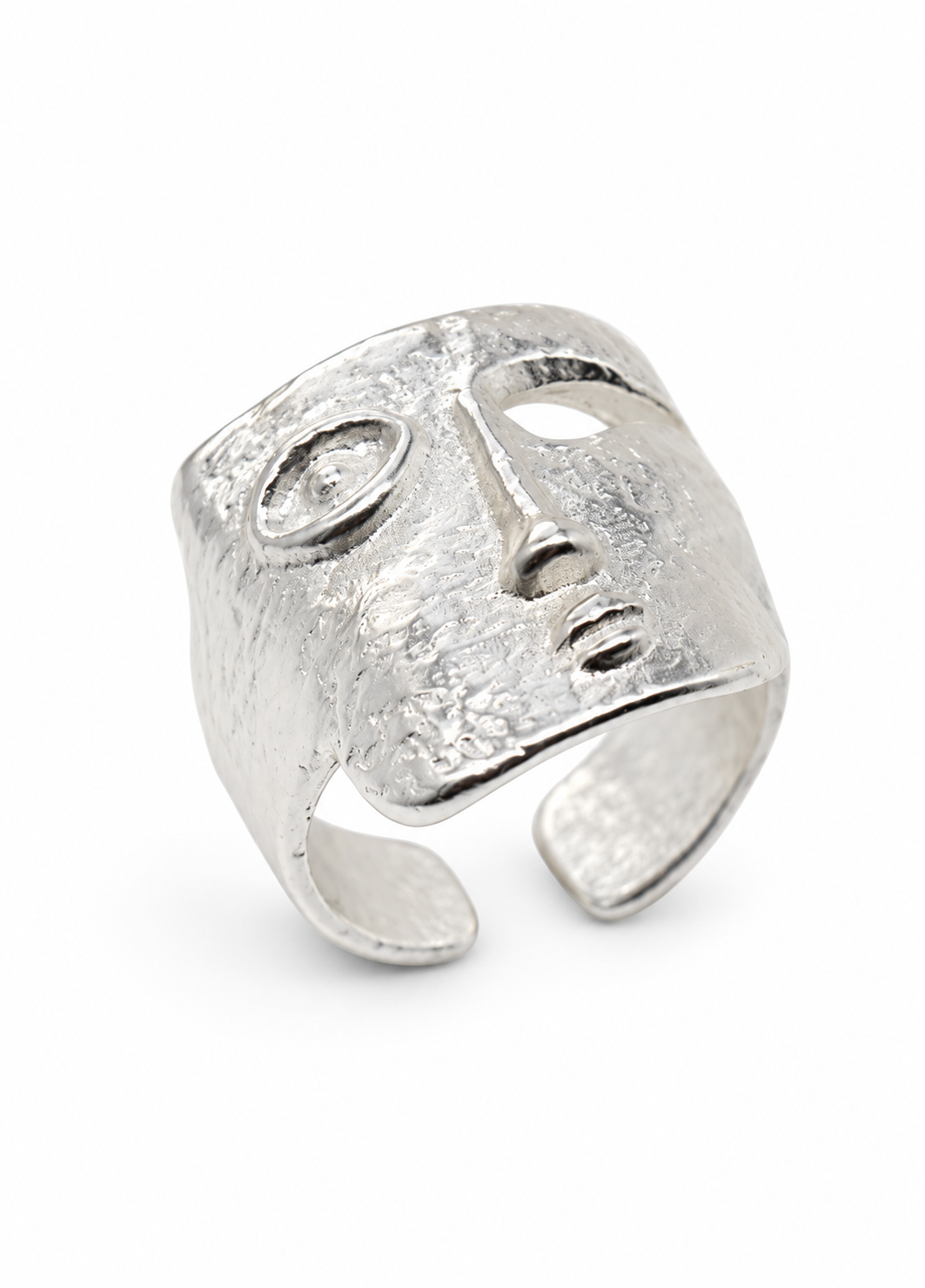 hammered silver statement ring main view