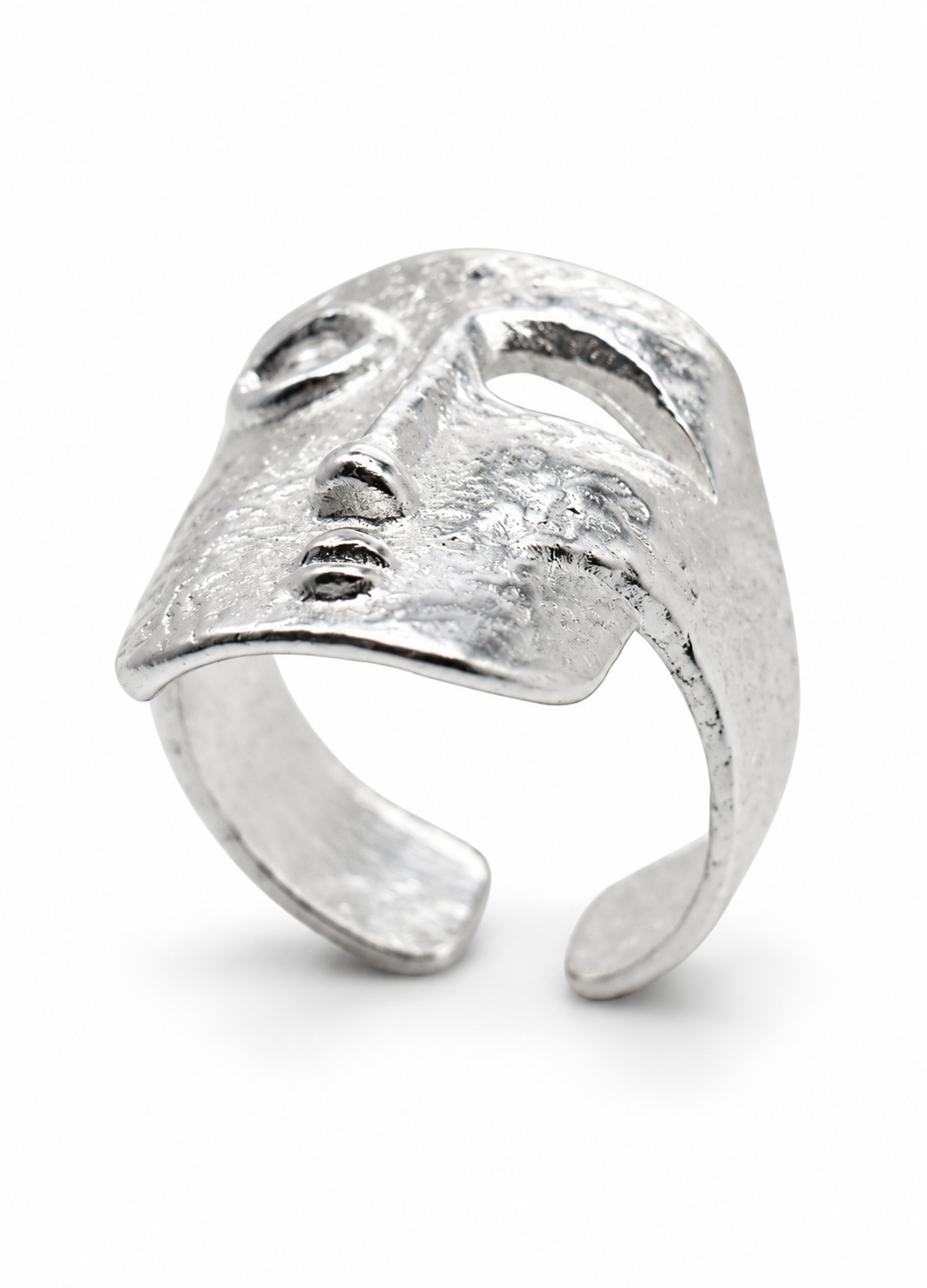 hammered silver statement ring side view