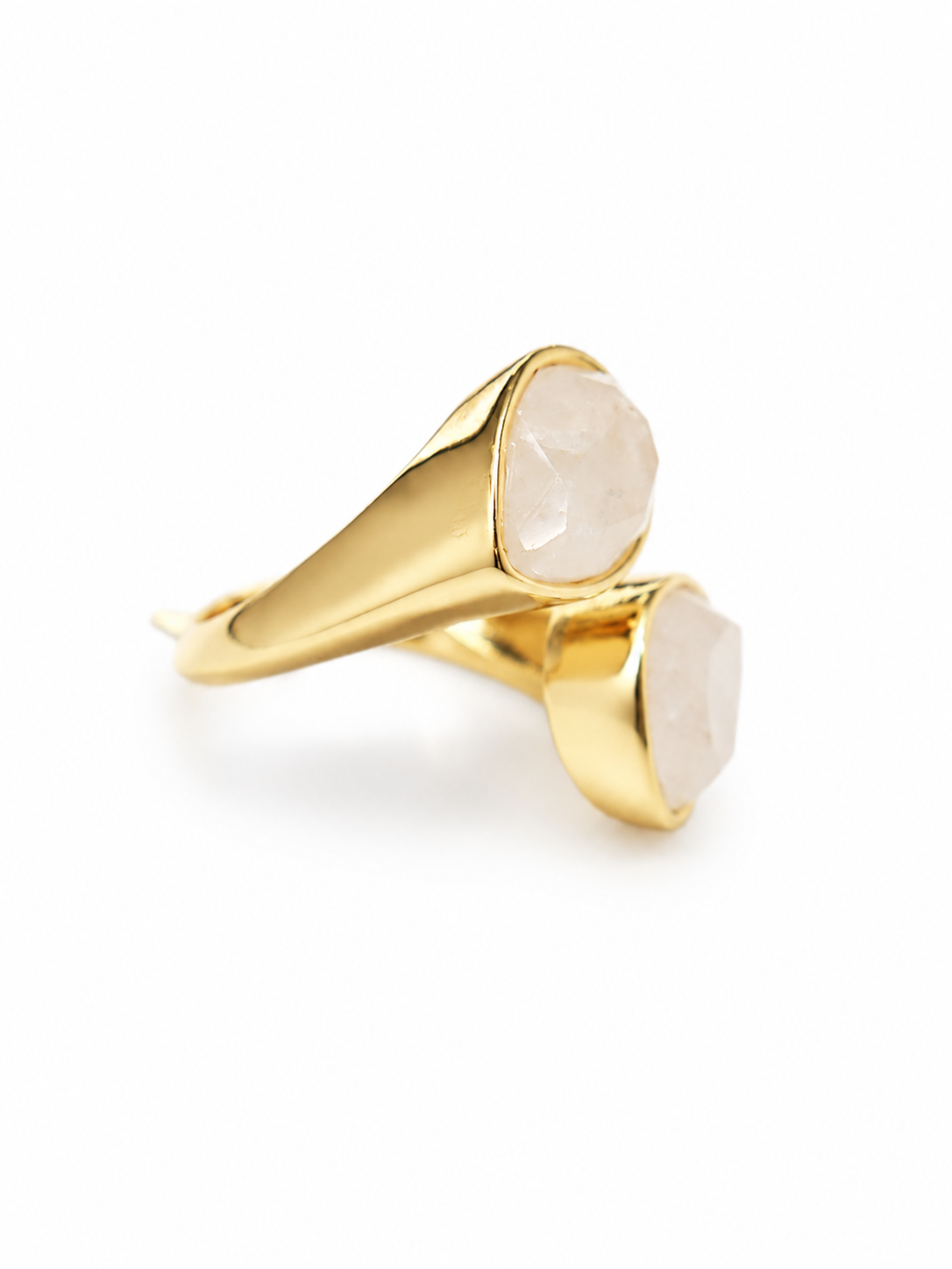 ivory teardrop bypass ring front view