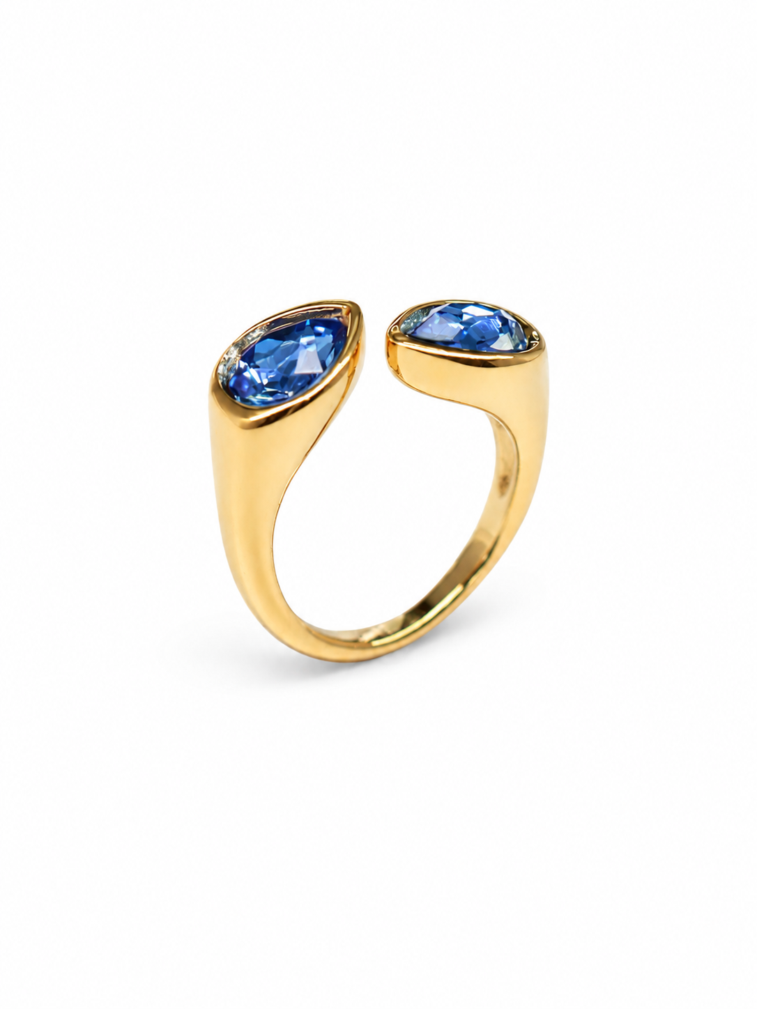 ocean blue teardrop bypass ring main view