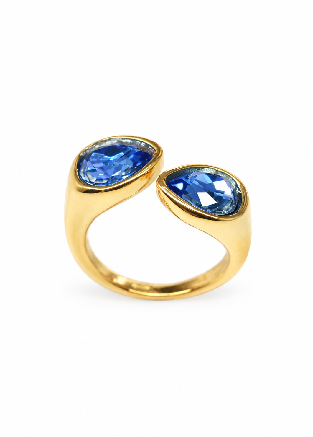 ocean blue teardrop bypass ring top view