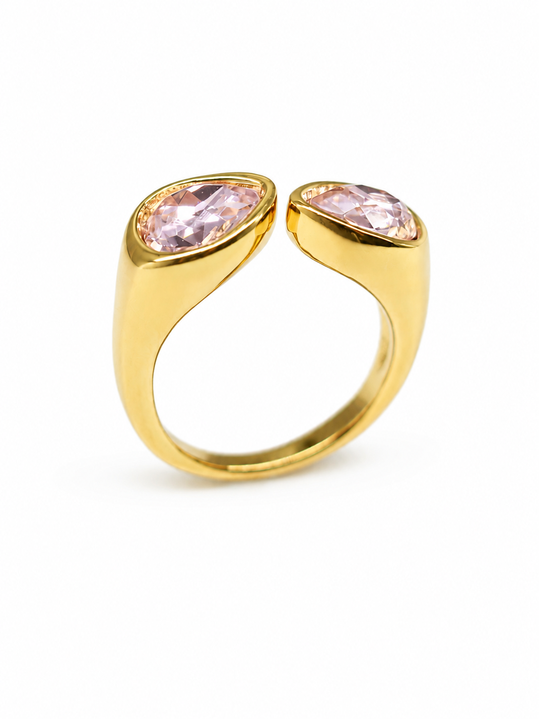 pink crystal bypass ring main view