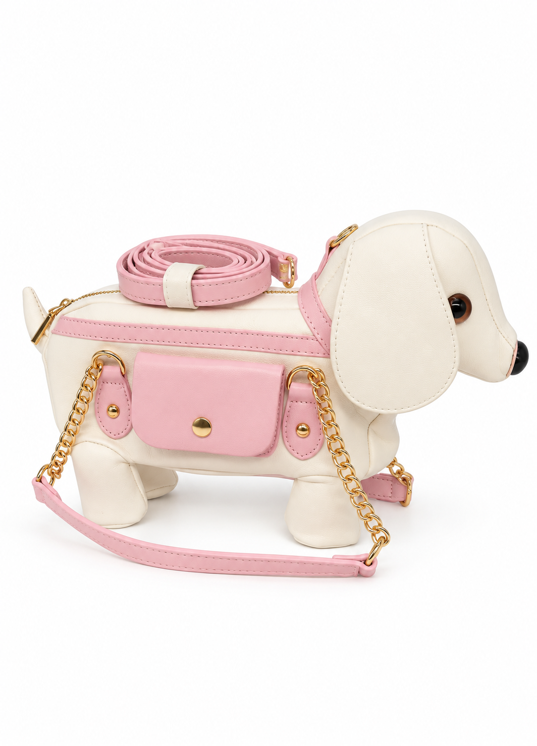 pink sausage dog bag main view