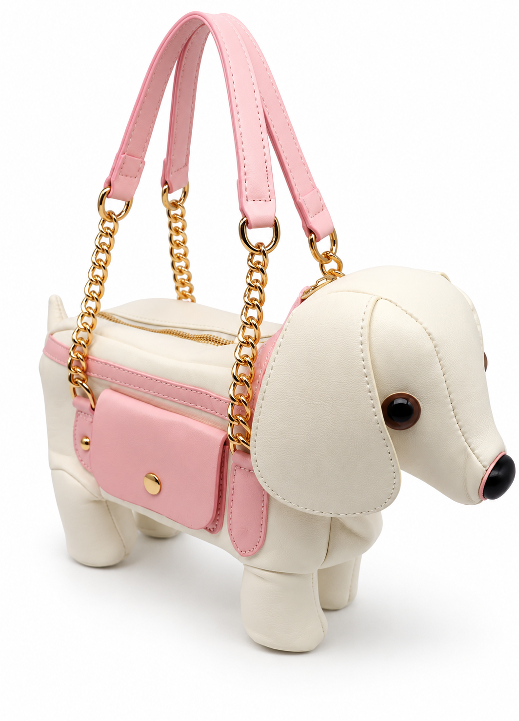 pink sausage dog bag side 3 view