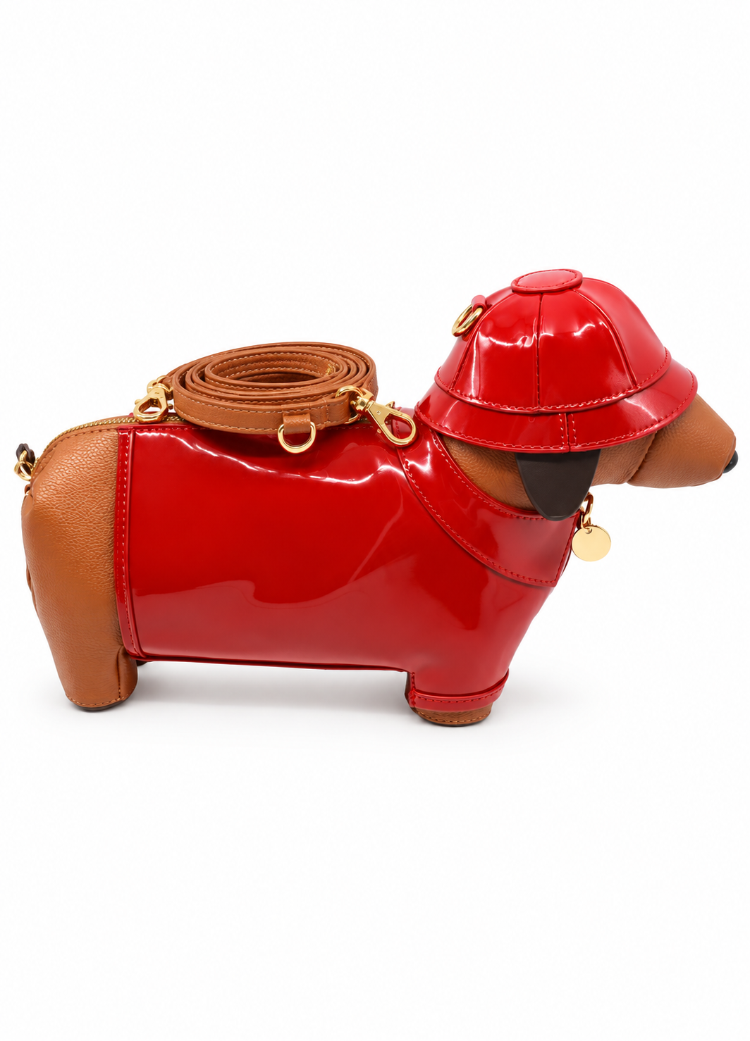 red sausage dog bag main view