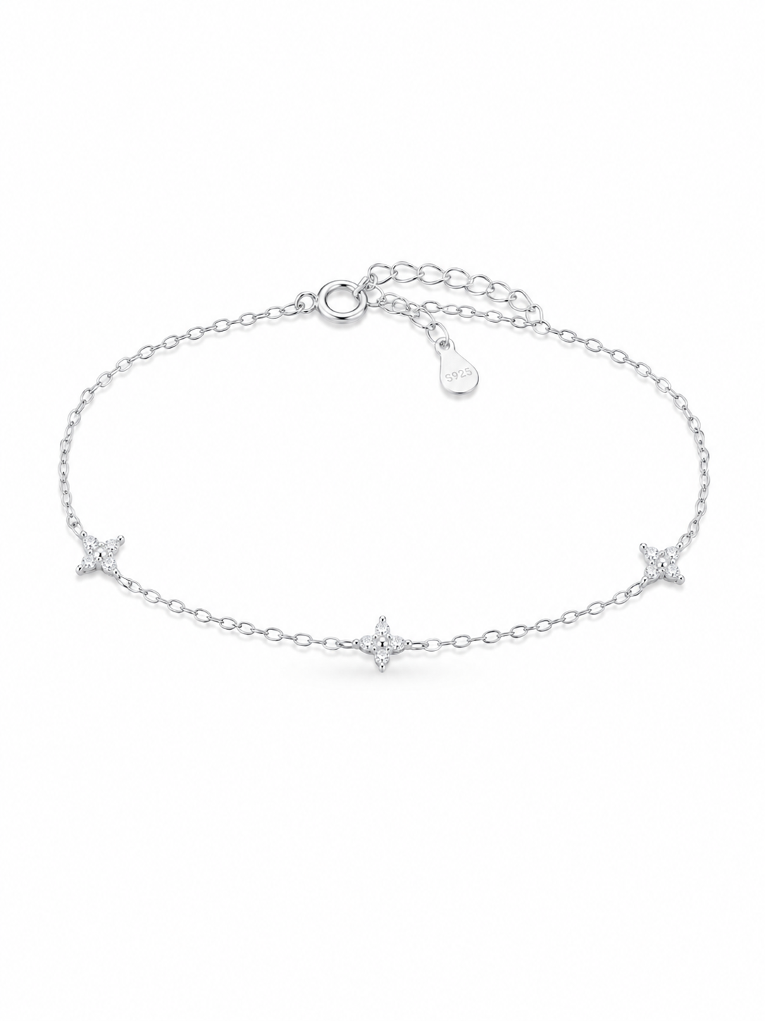 Three Flower Crystal Bracelet