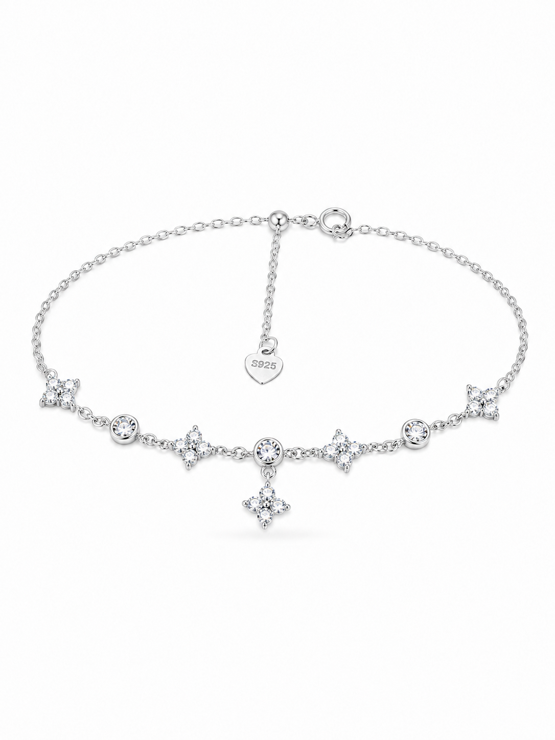 Floral Crystal Charm Bracelet