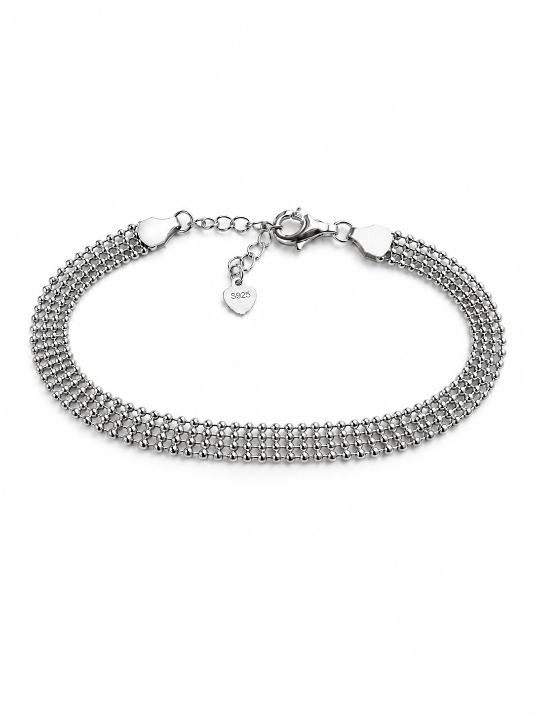 Silver Beaded Mesh Bracelet