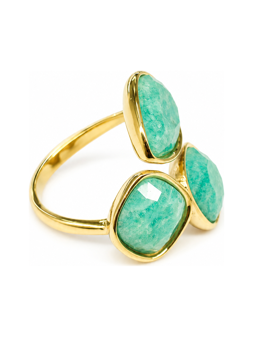 turquoise stone trio ring front view