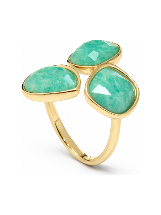 turquoise stone trio ring main view
