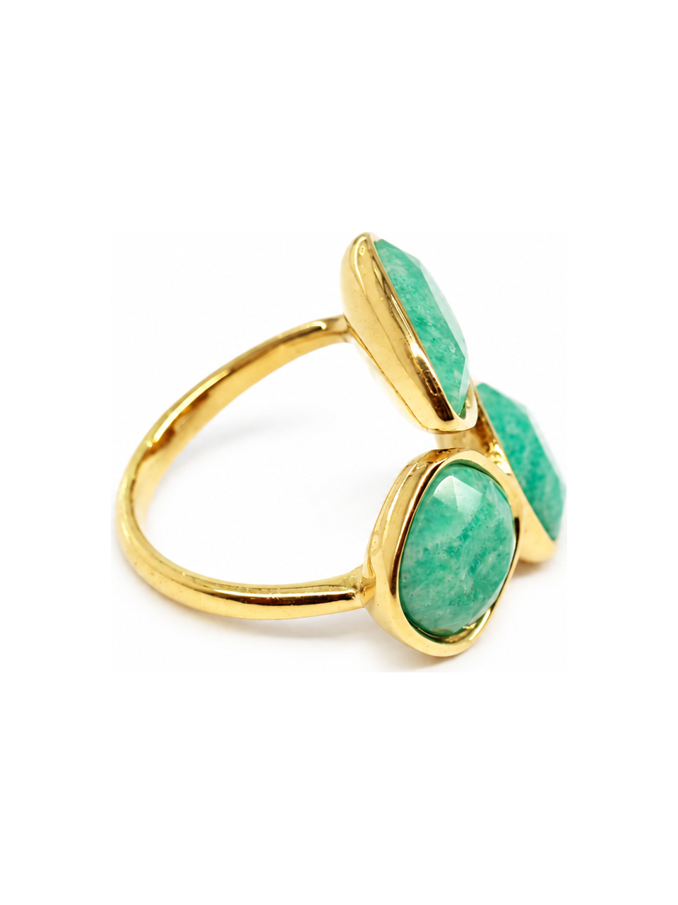 turquoise stone trio ring side view