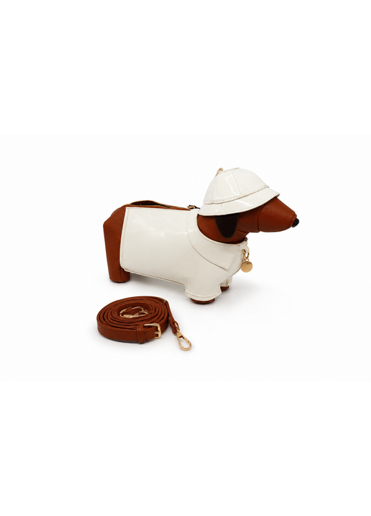 white sausage dog bag main view